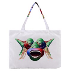 Futuristic Funny Monster Character Face Medium Zipper Tote Bag by dflcprints