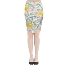 Yellow Ranunculus Midi Wrap Pencil Skirt