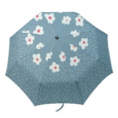 Cloudy Sky With Rain And Flowers Folding Umbrellas by CreaturesStore