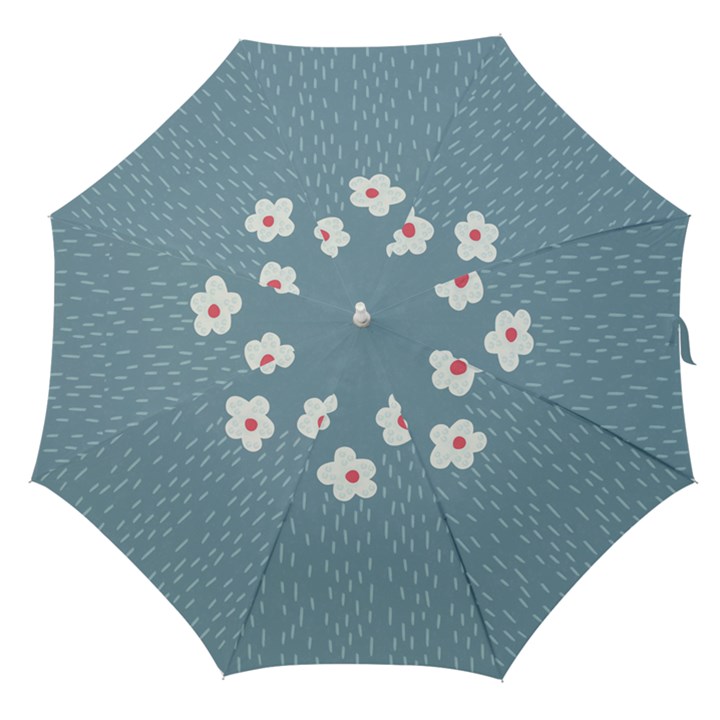 Cloudy Sky With Rain And Flowers Straight Umbrellas