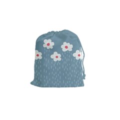 Cloudy Sky With Rain And Flowers Drawstring Pouches (small)  by CreaturesStore