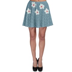 Cloudy Sky With Rain And Flowers Skater Skirt by CreaturesStore