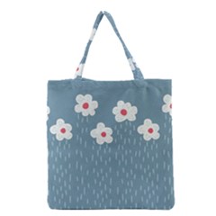 Cloudy Sky With Rain And Flowers Grocery Tote Bag by CreaturesStore