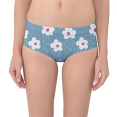 Cloudy Sky With Rain And Flowers Mid-waist Bikini Bottoms by CreaturesStore