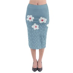 Cloudy Sky With Rain And Flowers Midi Pencil Skirt by CreaturesStore