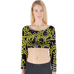 Yellow Fantasy Long Sleeve Crop Top by Valentinaart