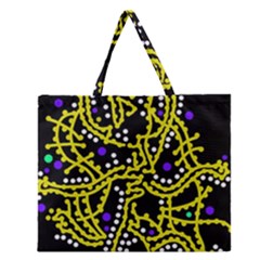 Yellow Fantasy Zipper Large Tote Bag by Valentinaart