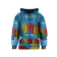 Xmas Landscape Kids  Zipper Hoodie by Valentinaart