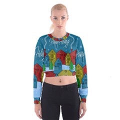 Xmas Landscape Women s Cropped Sweatshirt by Valentinaart