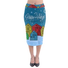 Xmas Landscape Midi Pencil Skirt by Valentinaart