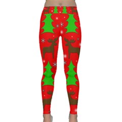 Reindeer And Xmas Trees Pattern Classic Yoga Leggings by Valentinaart