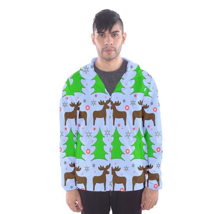 Reindeer and Xmas trees  Hooded Wind Breaker (Men)