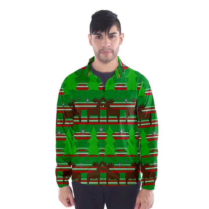 Christmas trees and reindeer pattern Wind Breaker (Men)