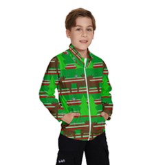 Christmas Trees And Reindeer Pattern Wind Breaker (kids) by Valentinaart