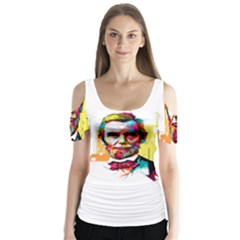 Abraham Lincoln Butterfly Sleeve Cutout Tee 