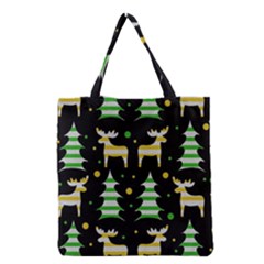 Decorative Xmas Reindeer Pattern Grocery Tote Bag by Valentinaart