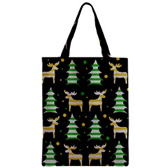 Decorative Xmas Reindeer Pattern Zipper Classic Tote Bag by Valentinaart