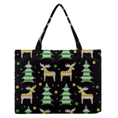 Decorative Xmas Reindeer Pattern Medium Zipper Tote Bag by Valentinaart