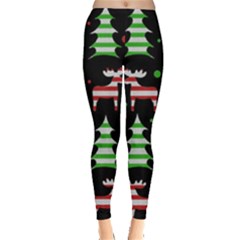 Reindeer Decorative Pattern Leggings  by Valentinaart