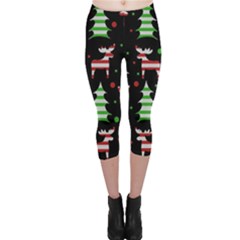 Reindeer Decorative Pattern Capri Leggings  by Valentinaart