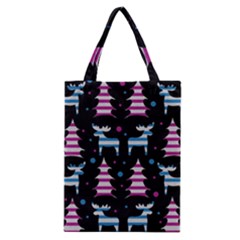 Blue And Pink Reindeer Pattern Classic Tote Bag by Valentinaart