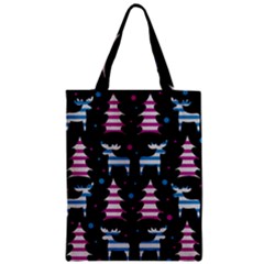 Blue And Pink Reindeer Pattern Zipper Classic Tote Bag by Valentinaart