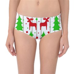 Reindeer Elegant Pattern Mid-waist Bikini Bottoms by Valentinaart