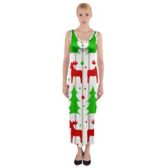 Reindeer Elegant Pattern Fitted Maxi Dress by Valentinaart