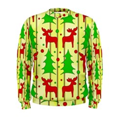 Xmas Reindeer Pattern - Yellow Men s Sweatshirt by Valentinaart