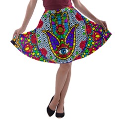 Hamsa Harmony Mandala A-line Skater Skirt by StraightToThe6th