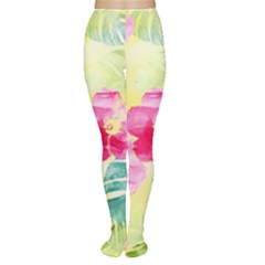 Tropical Dream Hibiscus Pattern Women s Tights