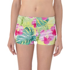 Tropical Dream Hibiscus Pattern Boyleg Bikini Bottoms by DanaeStudio