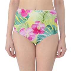 Tropical Dream Hibiscus Pattern High-waist Bikini Bottoms by DanaeStudio