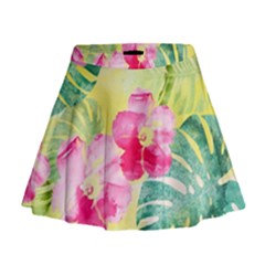 Tropical Dream Hibiscus Pattern Mini Flare Skirt