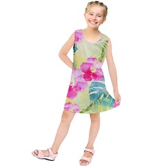 Tropical Dream Hibiscus Pattern Kids  Tunic Dress