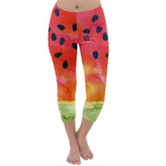 Abstract Watermelon Capri Winter Leggings 