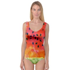 Abstract Watermelon Princess Tank Leotard 