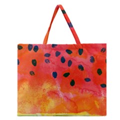 Abstract Watermelon Zipper Large Tote Bag