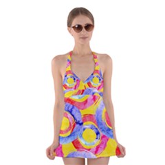 Blue And Pink Dream Halter Swimsuit Dress