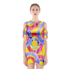 Blue And Pink Dream Cutout Shoulder Dress by DanaeStudio