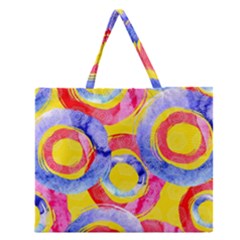 Blue And Pink Dream Zipper Large Tote Bag