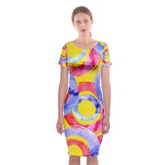 Blue And Pink Dream Classic Short Sleeve Midi Dress by DanaeStudio