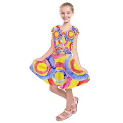 Blue And Pink Dream Kids  Short Sleeve Dress by DanaeStudio