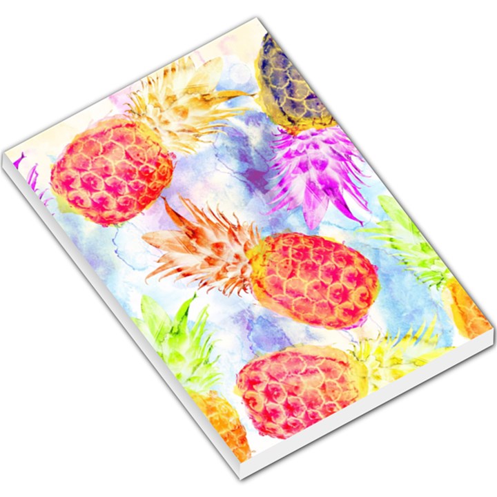 Colorful Pineapples Over A Blue Background Large Memo Pads