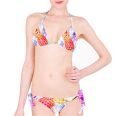 Colorful Pineapples Over A Blue Background Bikini Set by DanaeStudio