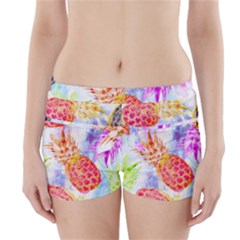 Colorful Pineapples Over A Blue Background Boyleg Bikini Wrap Bottoms