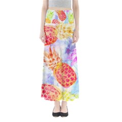 Colorful Pineapples Over A Blue Background Maxi Skirts