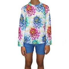 Colorful Dahlias Kids  Long Sleeve Swimwear by DanaeStudio