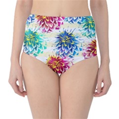 Colorful Dahlias High-waist Bikini Bottoms by DanaeStudio