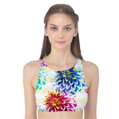 Colorful Dahlias Tank Bikini Top by DanaeStudio